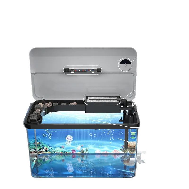 

@Fish tank small living room ecological landscaping filter oxygen production all-in-one machine home desktop goldfish