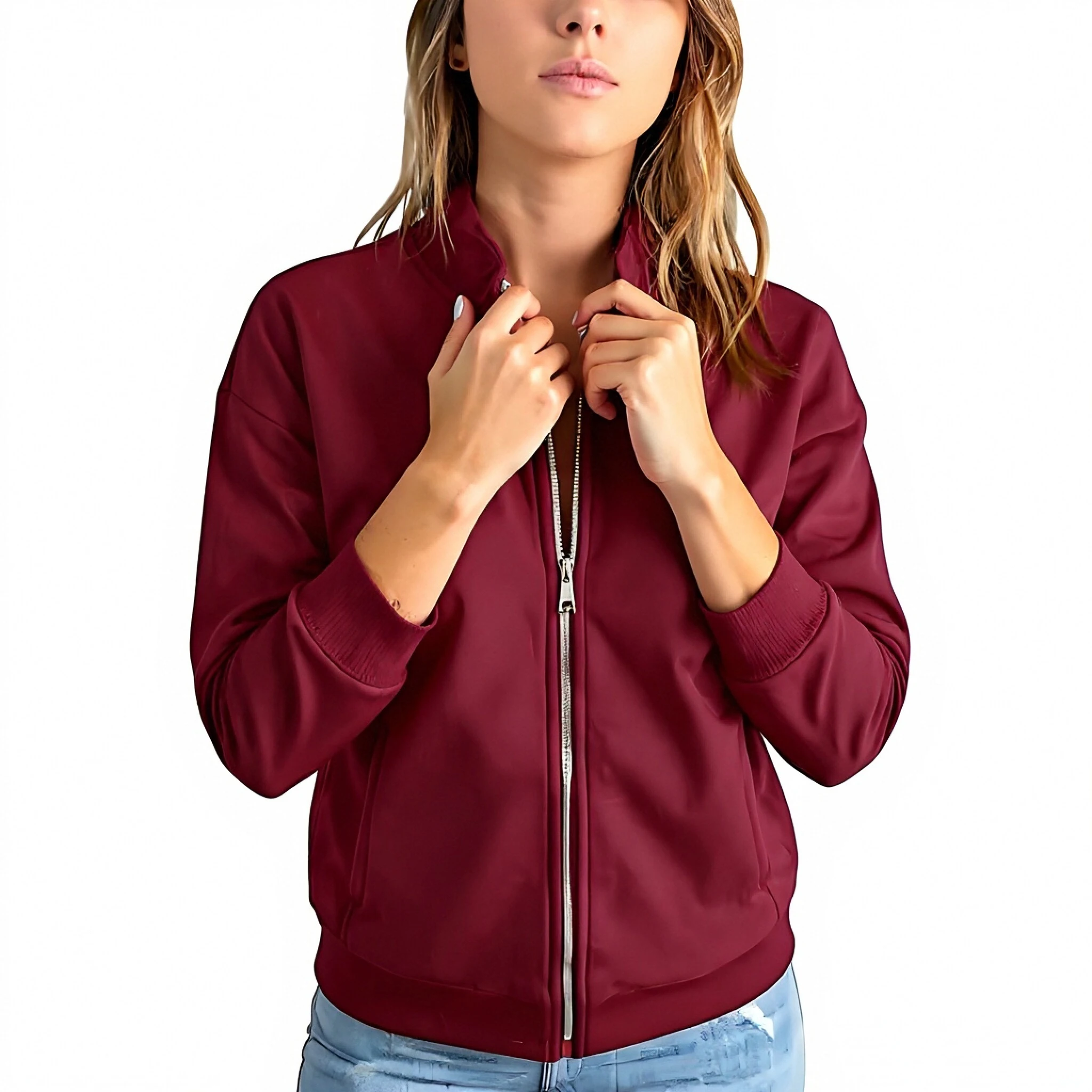 

Solid Color Zipper Patchwork Jacket Women s Fashion Casual Cardigan Long Sleeve Loose Sports Short Jacket Spring and Autumn Y2k