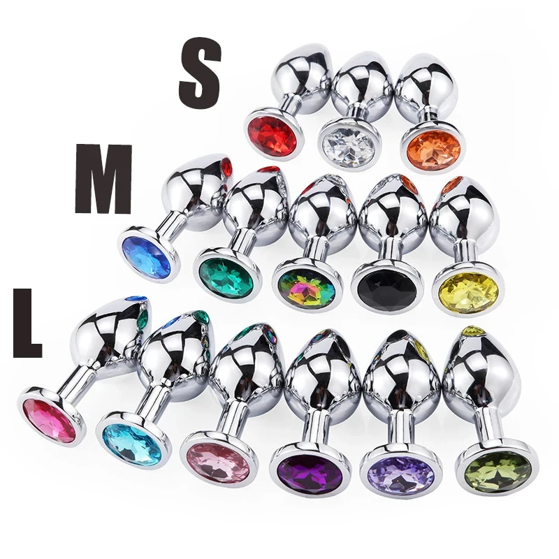 Tapón Anal de Metal inoxidable, tapón Anal con joyería, cuentas anales de cristal coloridas, Juguetes sexuales para adultos para mujeres, juego para adultos, Sex Shop