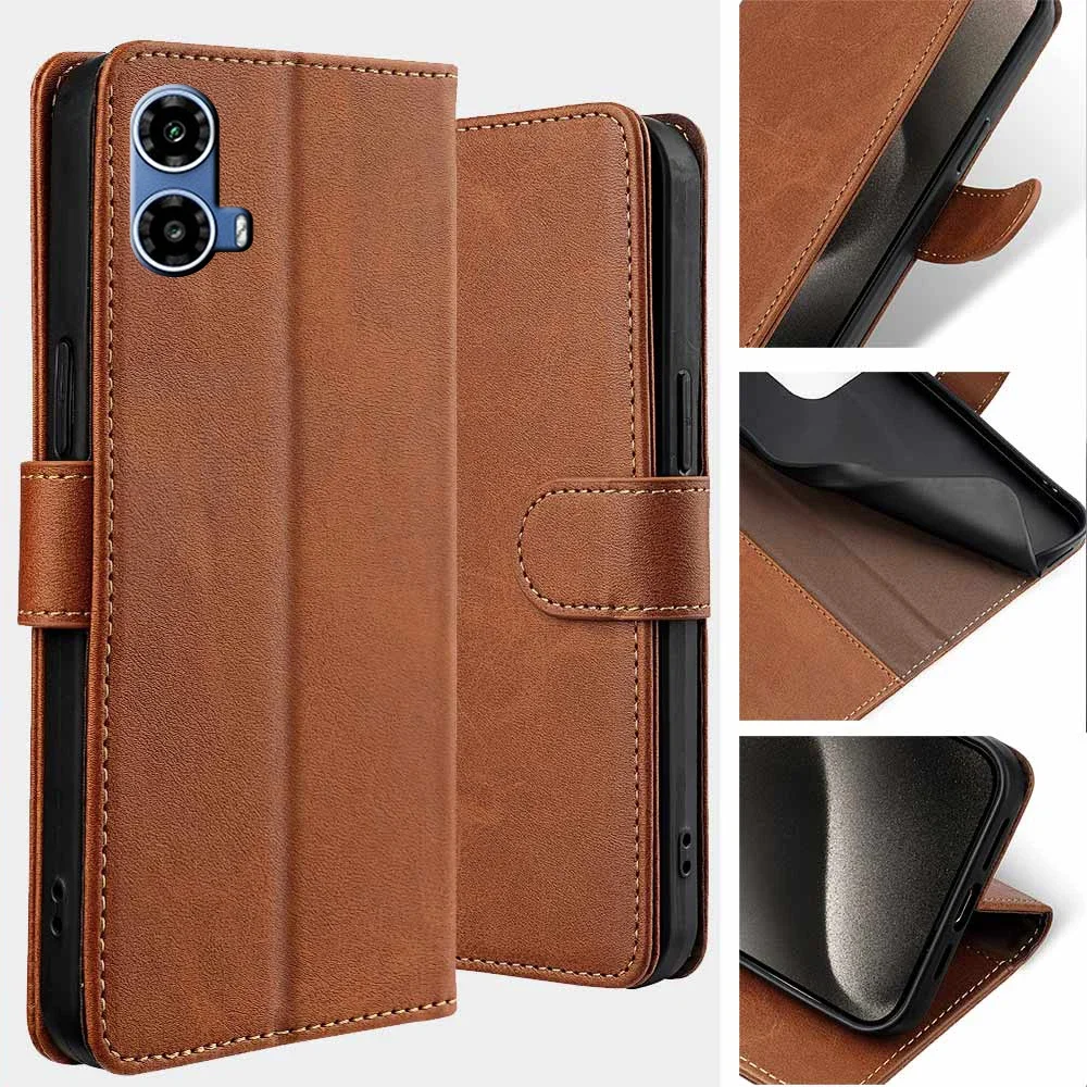 Moto G34 Protect Cover Leather Flip Wallet Case For Motorola G84 G34 G24 G14 G04 G54 5G Eur Edition Phone Bag With RFID Blocking