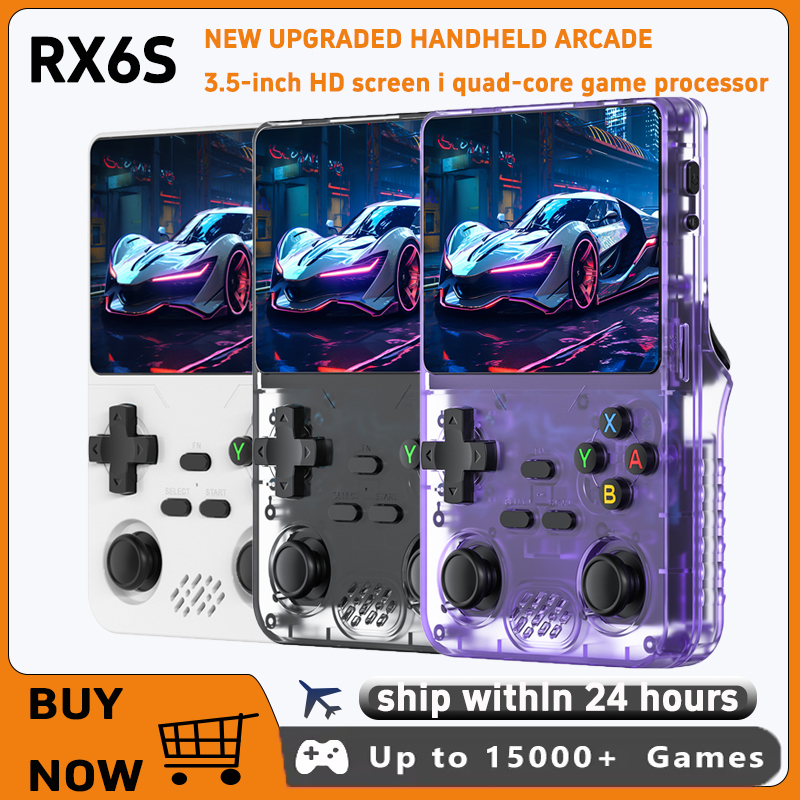 New open-source RX6S handheld video game console with Linux system, 3.5-inch IPS screen, portable retro gaming console