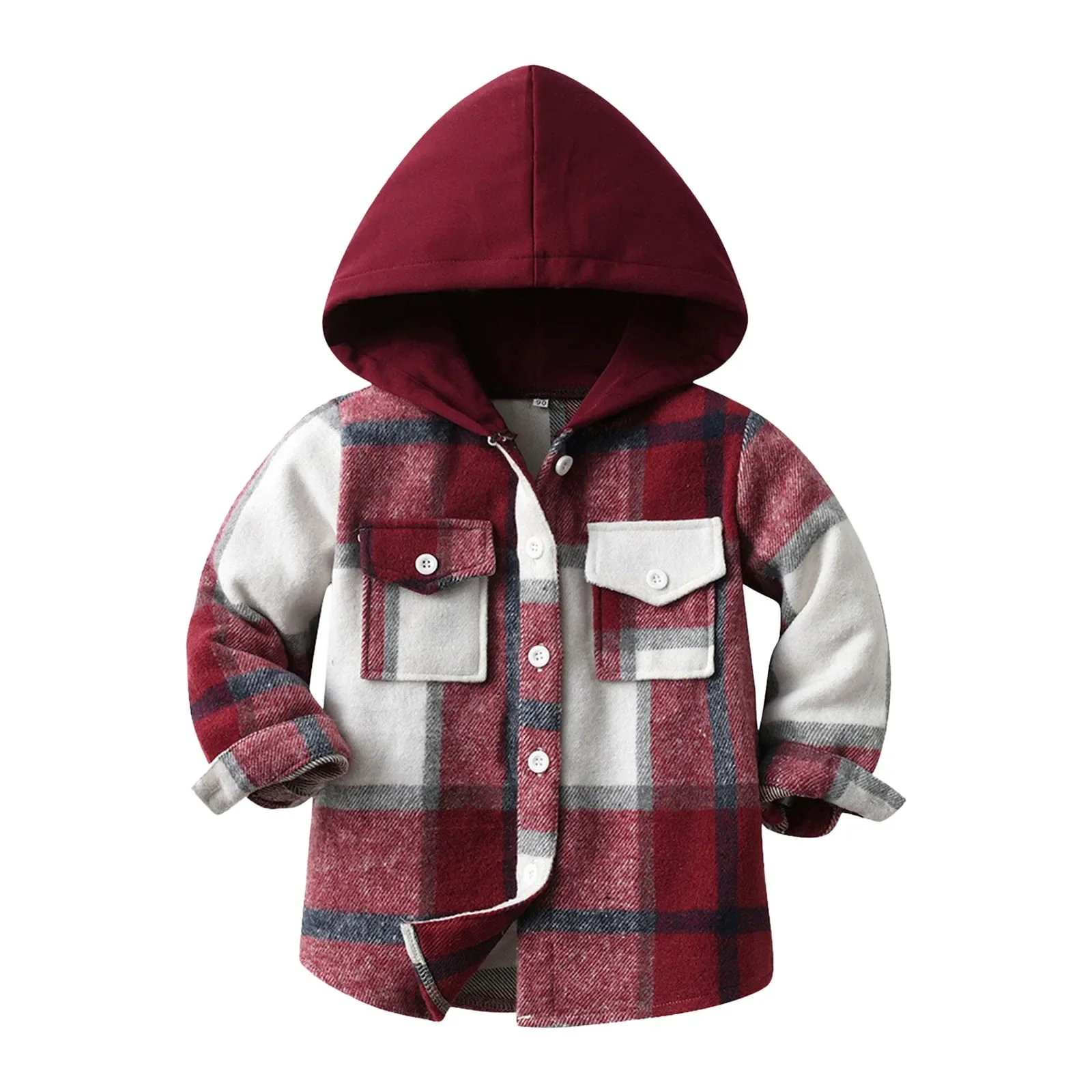 Toddler Kids Baby Outwear Coat Long Sleeve Hooded Warm Girl Jackets Plaid Jacket for Girls or Boys Long Padding Jacket for Kids