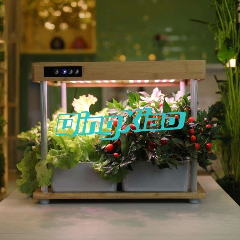 Intelligent Hydroponic Bamboo Planter With Growth Light For Desktop Office Balcony Indoor Eco Home Soilless Cultivation