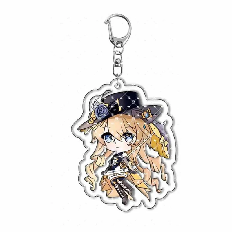 GENSHIN IMPACT-llaveros de juego de Anime, 9 piezas, Neuvillette, Wriothesley, Lyney, Furina, accesorios, juego de colgantes, insignia de utilería, regalo