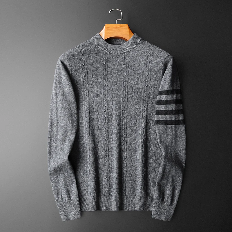 Casual Social Club Outfits Herren Pullover Simple Solid Home Pull Homme Sweater For Men Wool Half High Neck Knitted Sweater