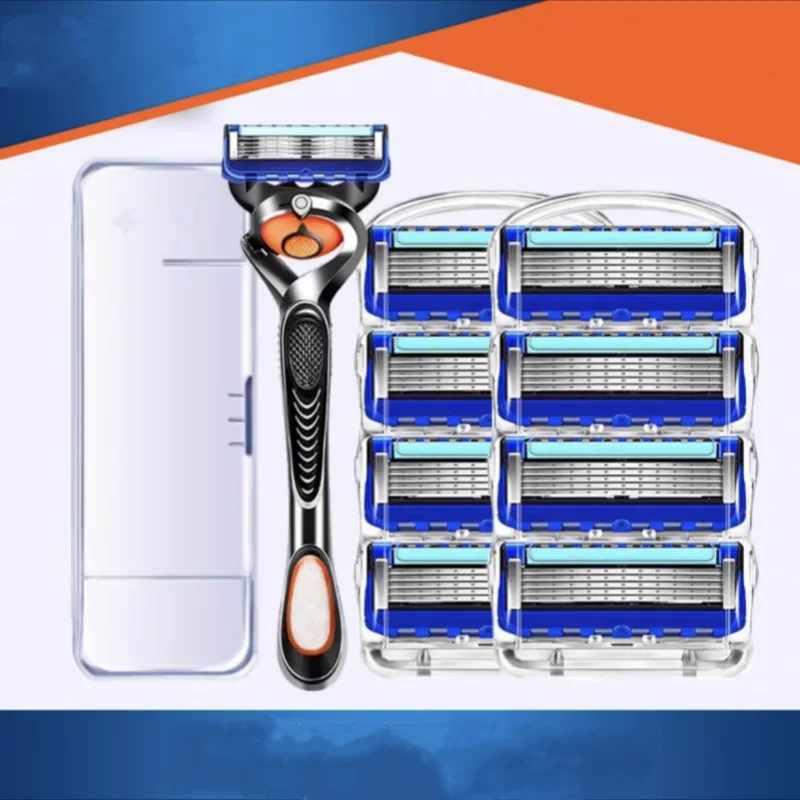 

Classic 5-layer Manual Razor Set with box, 1 Handle With 4/8/12 RefillsStainless Steel Manual Shave Razors For Daily Face Care