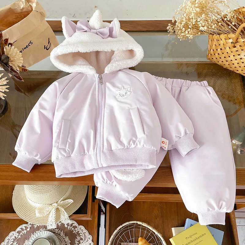 In-stock Children's Fleece-lined Thickened Children's Set2025New Autumn and Winter Children's Suit Girls' Fleece-Lined Two-Piece