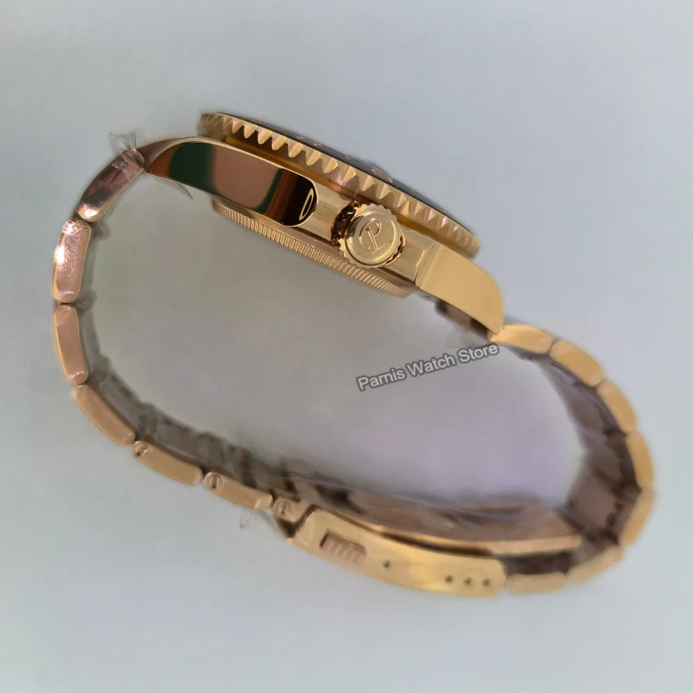 Parhéritage-Montre existent Gstuff pour Homme, Verre Saphir, Lunette Rotative, Or Rose, Document, 40mm