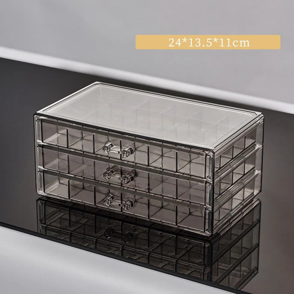 Chzimade Transparent Storage Rack Organizer Cosmetic Jewelry Box Drawer Style Lattice Ring Necklace Beads Holder