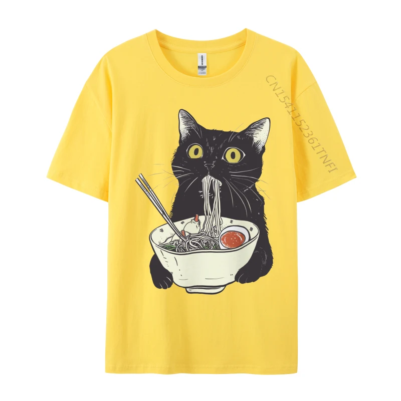 Ramen Cat Ramen Cat Cotton Men T-shirts Print T Shirt Slim Fit Group T Shirts Drop Shipping Tops Shirts Design image 4
