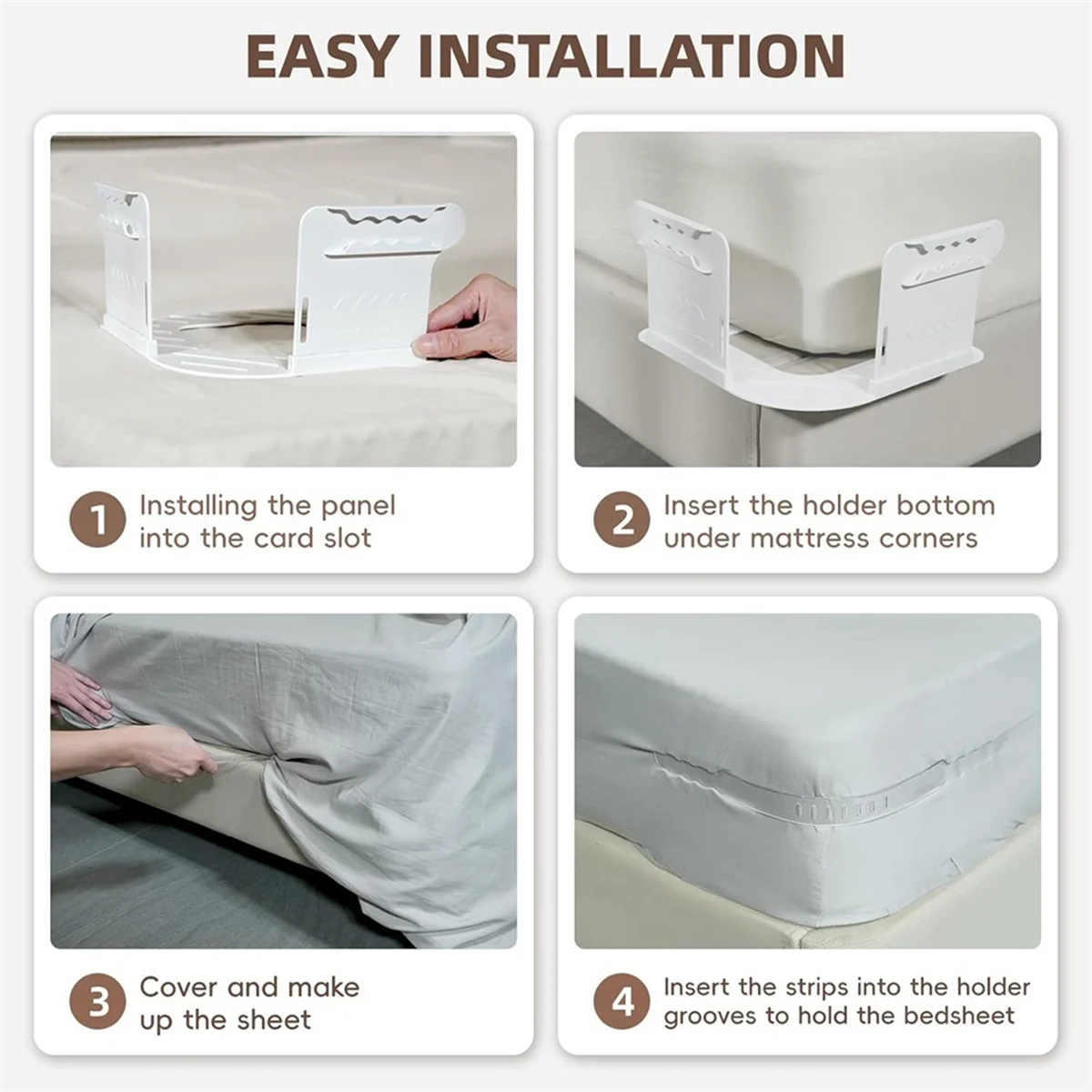 

GET! Open Corner Bed Sheet Holder with Lock Strips,Duty Bedsheet Clips with Enhanced Straps Mattress, Keep Sheets Firm White
