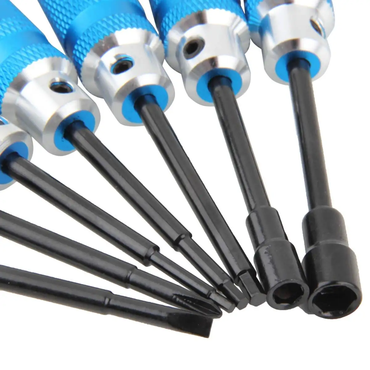 7pcs Set 108mm Blue Aluminum Steel Non-slip Handle RC Plane Hexagonal Screwdriver Car Model Disassembly Tools