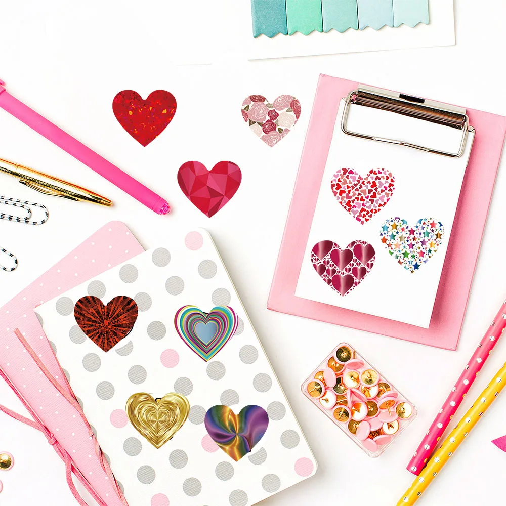 500 قطعة من ملصقات الحب اللامعة للدراجات النارية تخصيص حقيبة الكمبيوتر المحمول المعيشة والقهوة الكرتونية نمط صغير ملصق إبداعي ذاتي الصنع