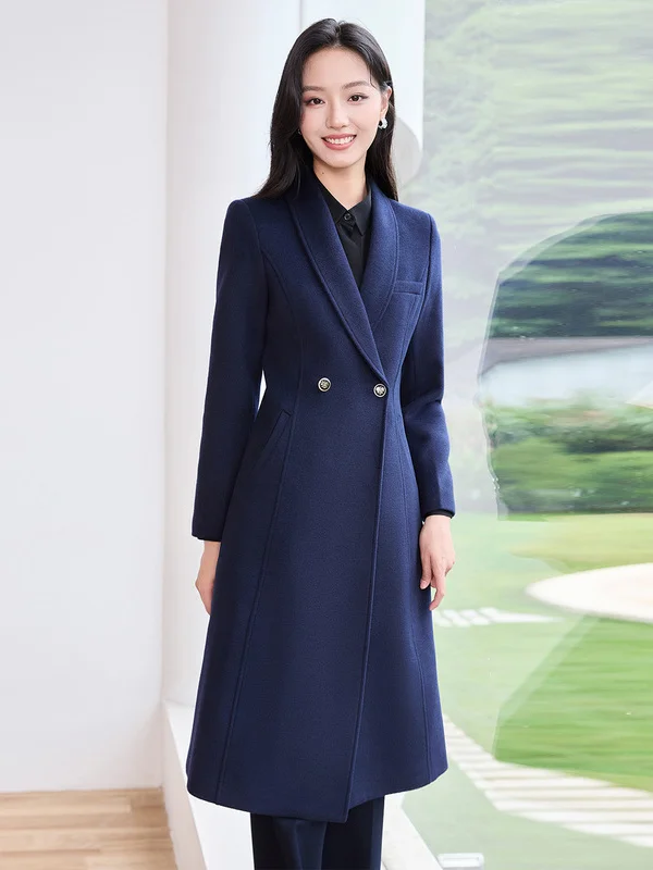Thickened Cotton Winter Coat Women's Fashionable Simple Personality Commute Professional Woolen Coat Medium-Length Jacket