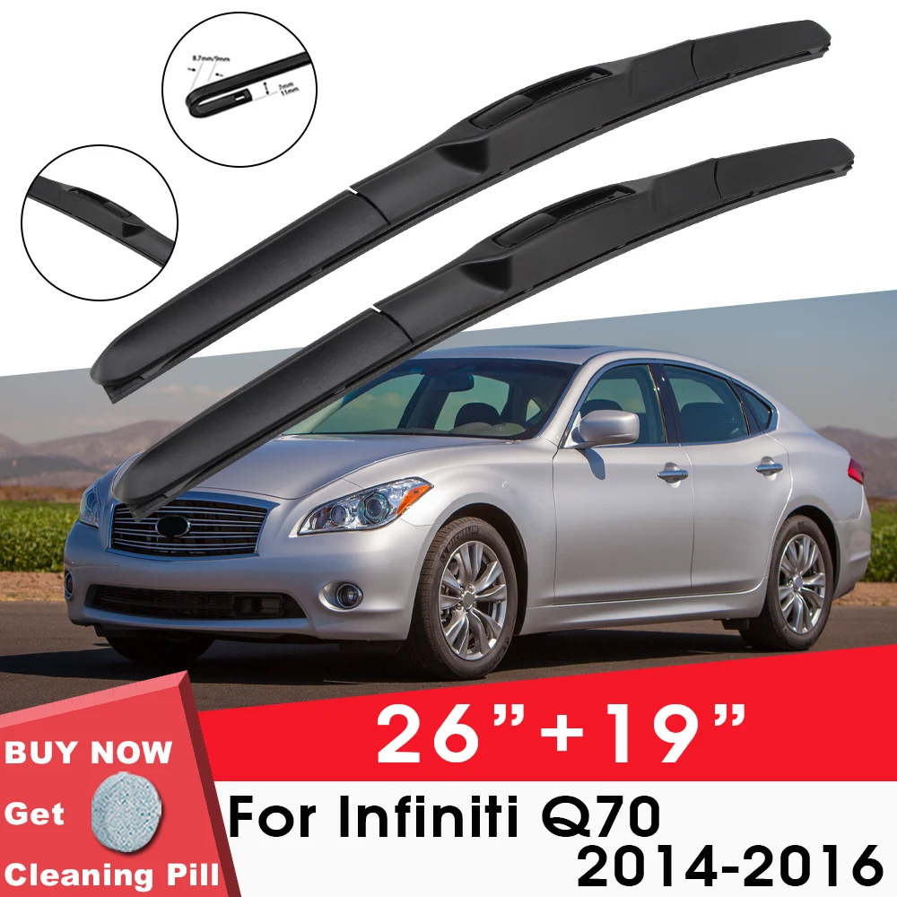 

Car Wiper Blade Front Window Windshield Rubber Silicon Refill Wiper For Infiniti Q70 2014-2016 LHD RHD 26"+19" Car Accessories