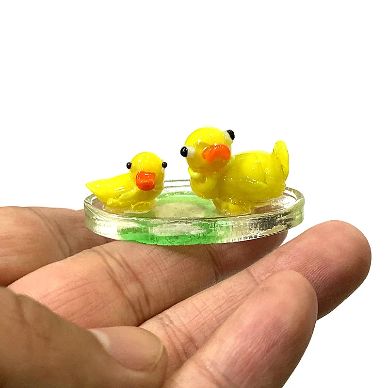 

Cute Mini Glass Duck Figurines Tiny Animal Statue Home Desktop Ornament Fairy Garden Bonsai Micro Landscape Decor Accessories