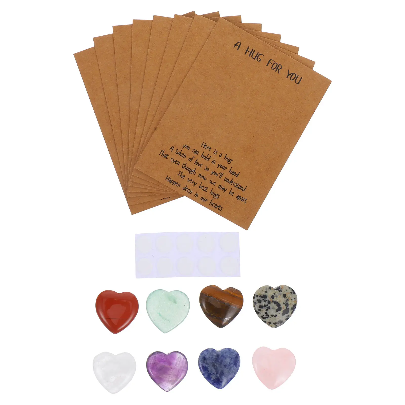 

1Set Crystal Stone Greeting Card Set Heart Shaped Stones for Valentines Day Mothers Day Presents Romantic DIY Exchange Cards