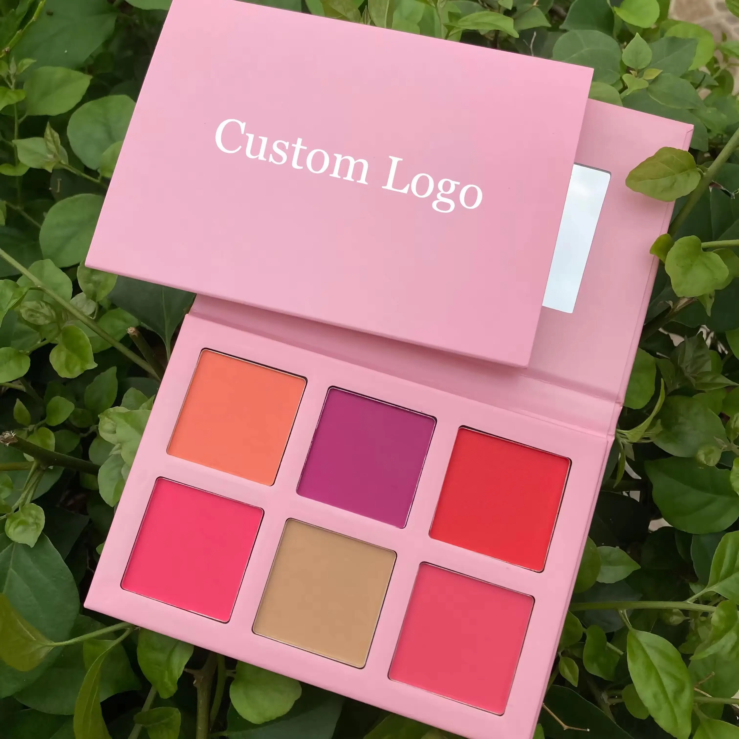 

Pink DIY Highlighter Blusher Palette 6 colors Matte Contour Blusher OEM Print Logo Factory Makeup Wholesale Cosmetics 10pcs