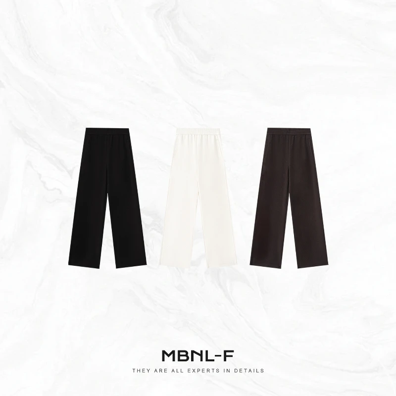 

Брюки-джоггеры MBNLF 3D Curved Knife из смесовой шелковой шерсти, прямого кроя, с эффектом драпировки, повседневные, с завышенной талией, женские, премиум-класса