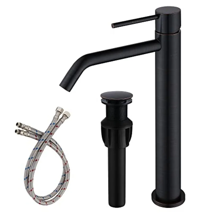 

Vessel Sink Pop Up Drain and Supply Lines, Stainless Steel Bronze Vanity Single Hole, 1 Handle Bathroom, JXM1001ORB