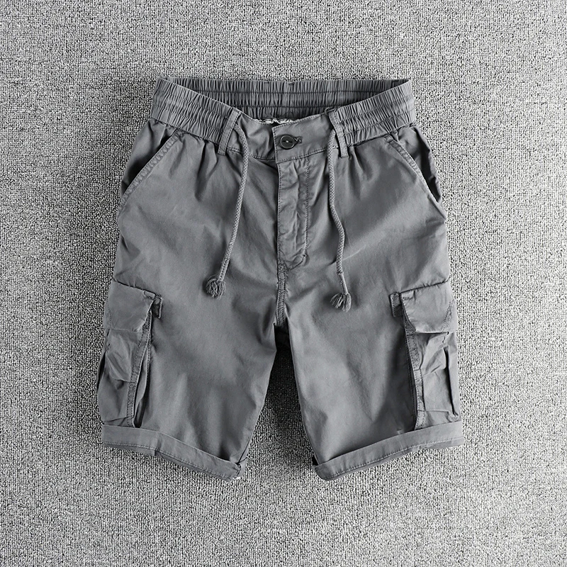 Three-dimensional pocket design feel natural wash to do old cargo casual shorts men's woven cotton summer vintage quarter pants