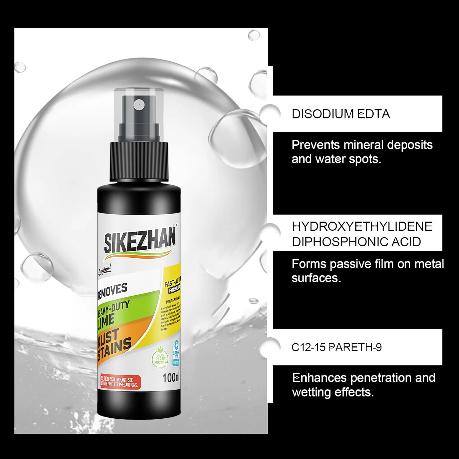 Multipurpose Car Rust Remover Instant Acting Metal Derusting Spray Auto Body Rust Dissolver Chrome Cleaner Corrosion Inhibitor