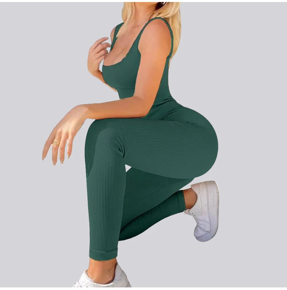 Cheap Price Free Shipping  Women Clothing Women One Piece Jumpsuits And Rompers Spring New Square Collar Sports Vest Jumpsuit