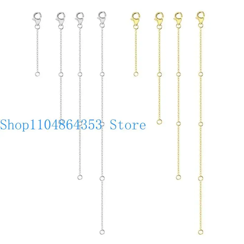 652F 4Piece Pack Adjustable Chain Extender Set for Jewelry Making Gold/Silver Necklace and Bracelet Extension Chains Jewelry
