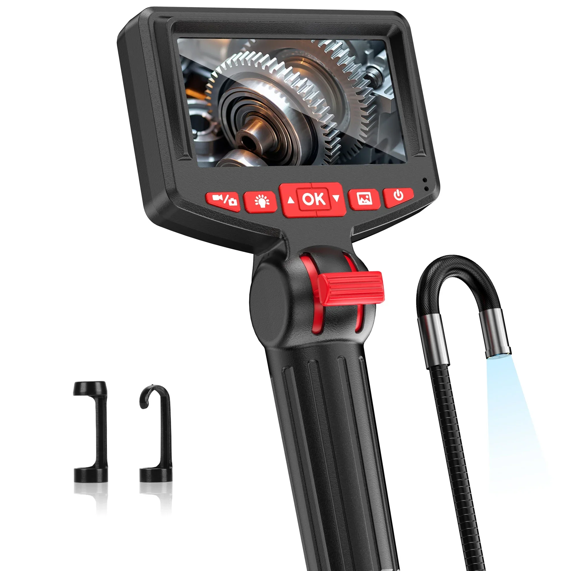 

WDLUCKY 360 Articulating Borescope rotary Endoscope Camera 6mm 2MP Inspection Lens 4.3" IPS Pipe 8 LED Lights 1.7m Rigid Cable