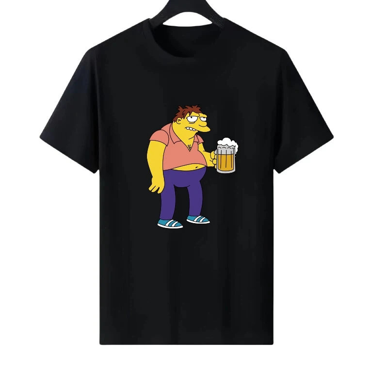 

Женская одежда для родителей и детей с узором Disney The Simpsons, черный модный топ, женская дешевая футболка с короткими рукавами Y2k, мужские блузки