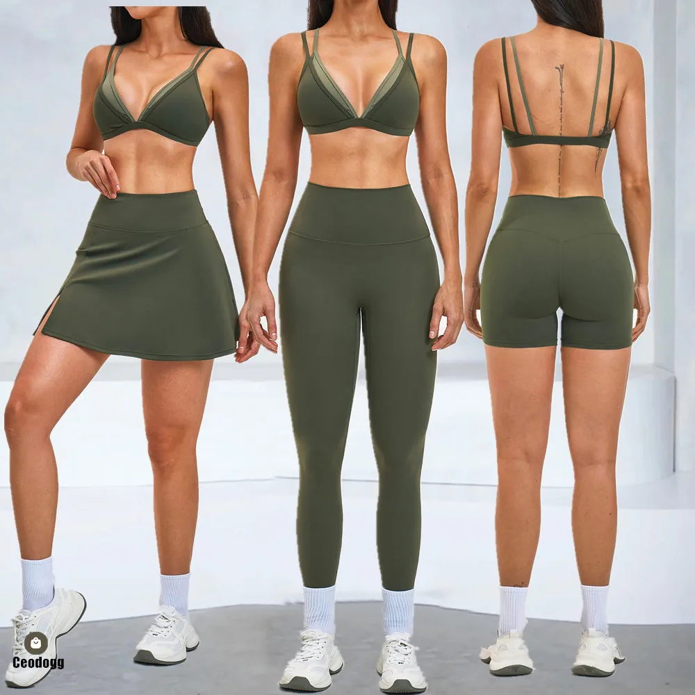 

2PCS Yoga Sets Women's Tracksuit Fitness Shorts Sportswear Workout Sports Bra High Waist Leggings Gym Clothing Outfit Suit XP380