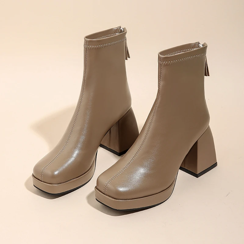 

Women's Boots Chelsea Boots Back Zipper Winter High-heeled Women Shoes Hot Selling Designer Plus Size 43 Ankle Boots