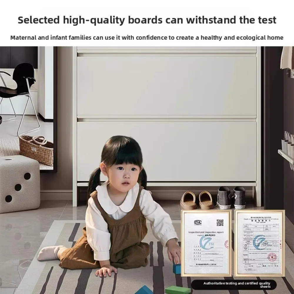 2026 Modern Design Home Furniture Ultra-Thin 17cm Narrow Entryway Foyer Solid Wood Shoe Cabinet Flip Bucket Rack New Model Home