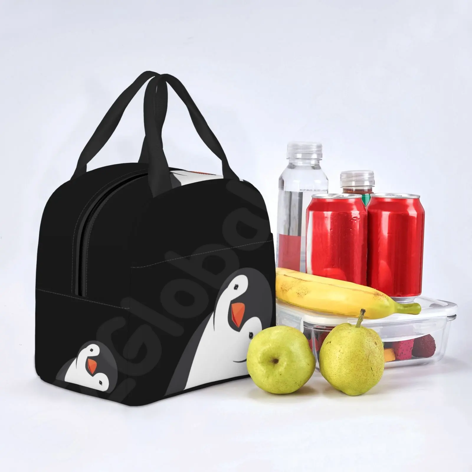 Cute Penguins 3D Print Thermal Lunch Bag Reusable Insulated Cooler Tote Box Funny Container Lunch Holder Portable Bento Bag