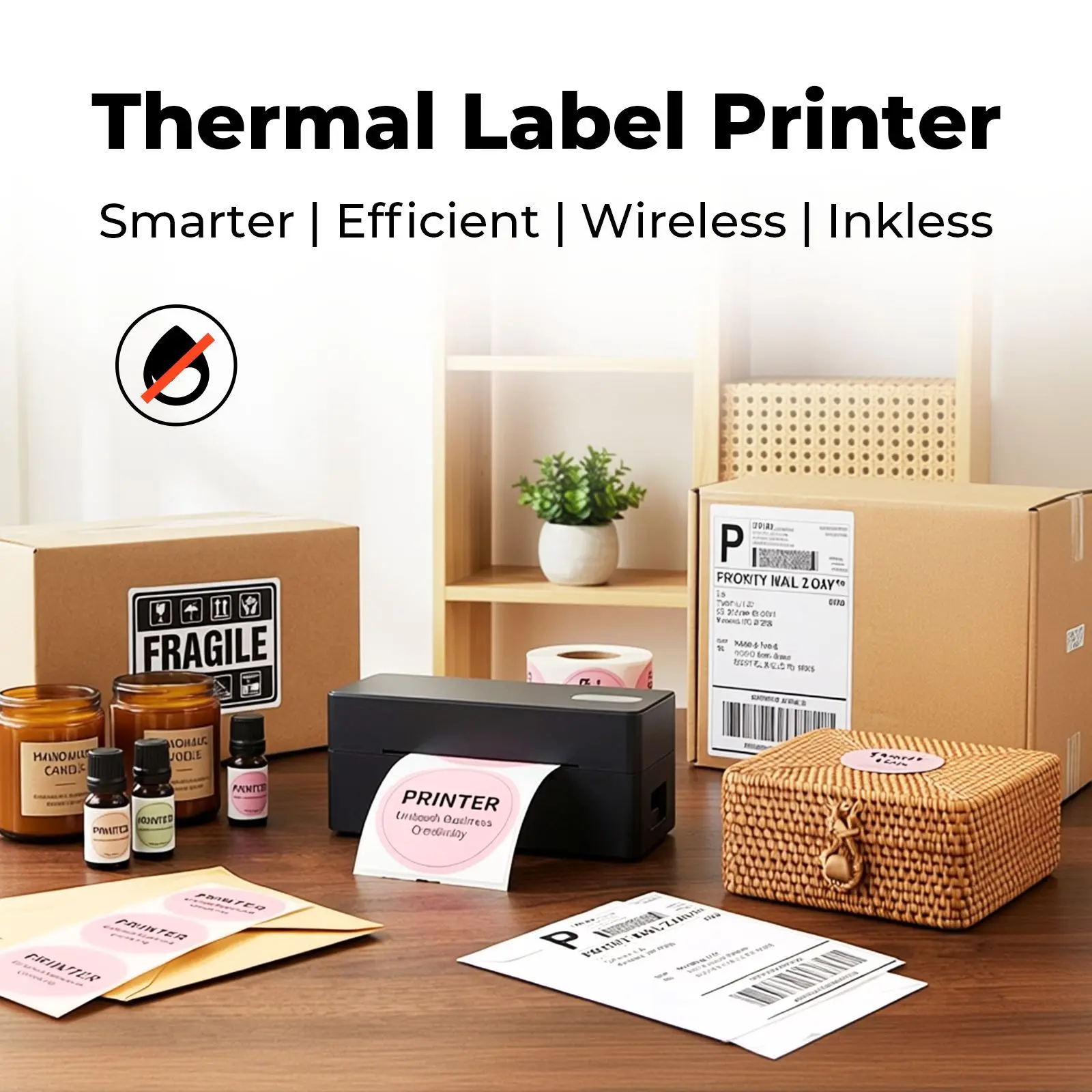 

USB Bluetooth shipping label printer 4x6 thermal label printer custom sticker label maker for business compatible smartphone&PC