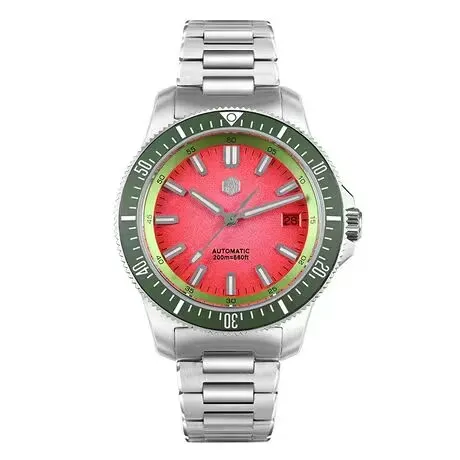 San Martin Men Automatic Watch 40mm Mechanical Wristwatch Diver 200M Waterproof BGW-9 Luminous Sapphire NH35 Gradient Fruit Dial