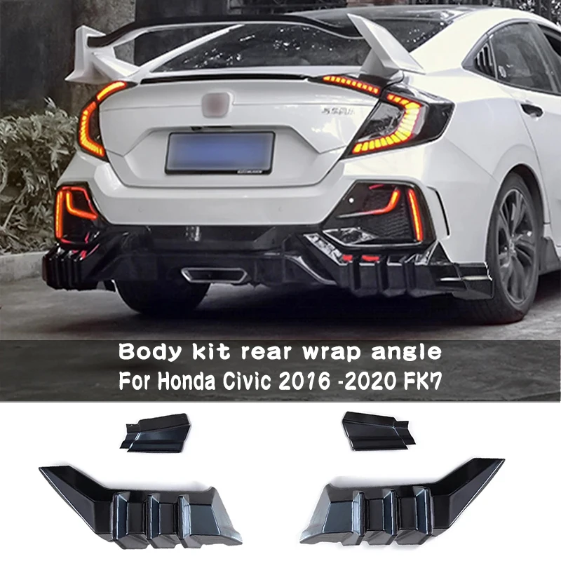 

Suitable for Honda Civic 2016 -2020 diffuser FK7 JDM modification Mugen body kit rear wrap angle rear Type R spoiler