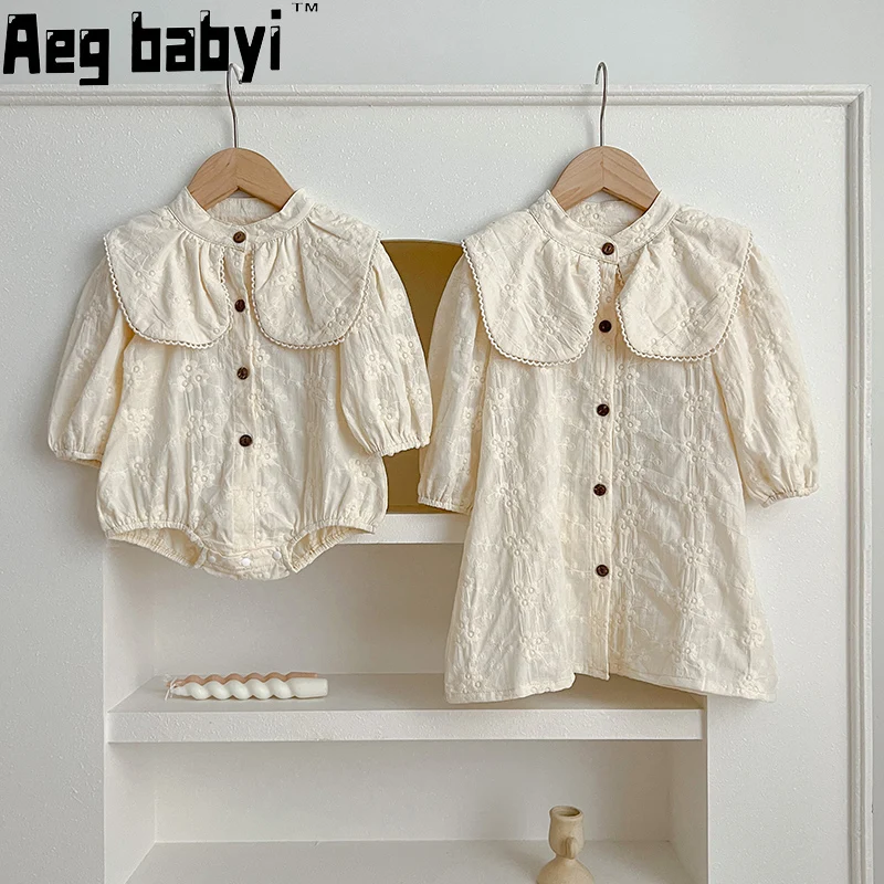 

Kids Baby Clothing Dress Toddler Girls Dress Spring Autumn Long Sleeve Embroider Dress Baby Girls Rompers Family Sister Clothing