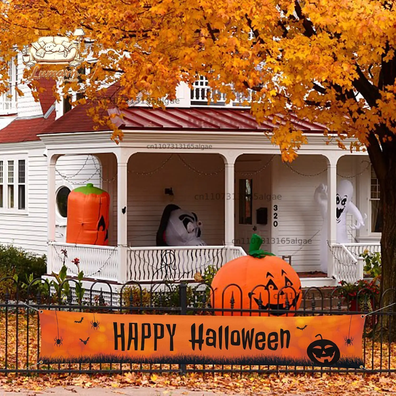 Halloween Halloween background wall covering banner decoration, shopping mall amusement park indoor hanging flag garden layout