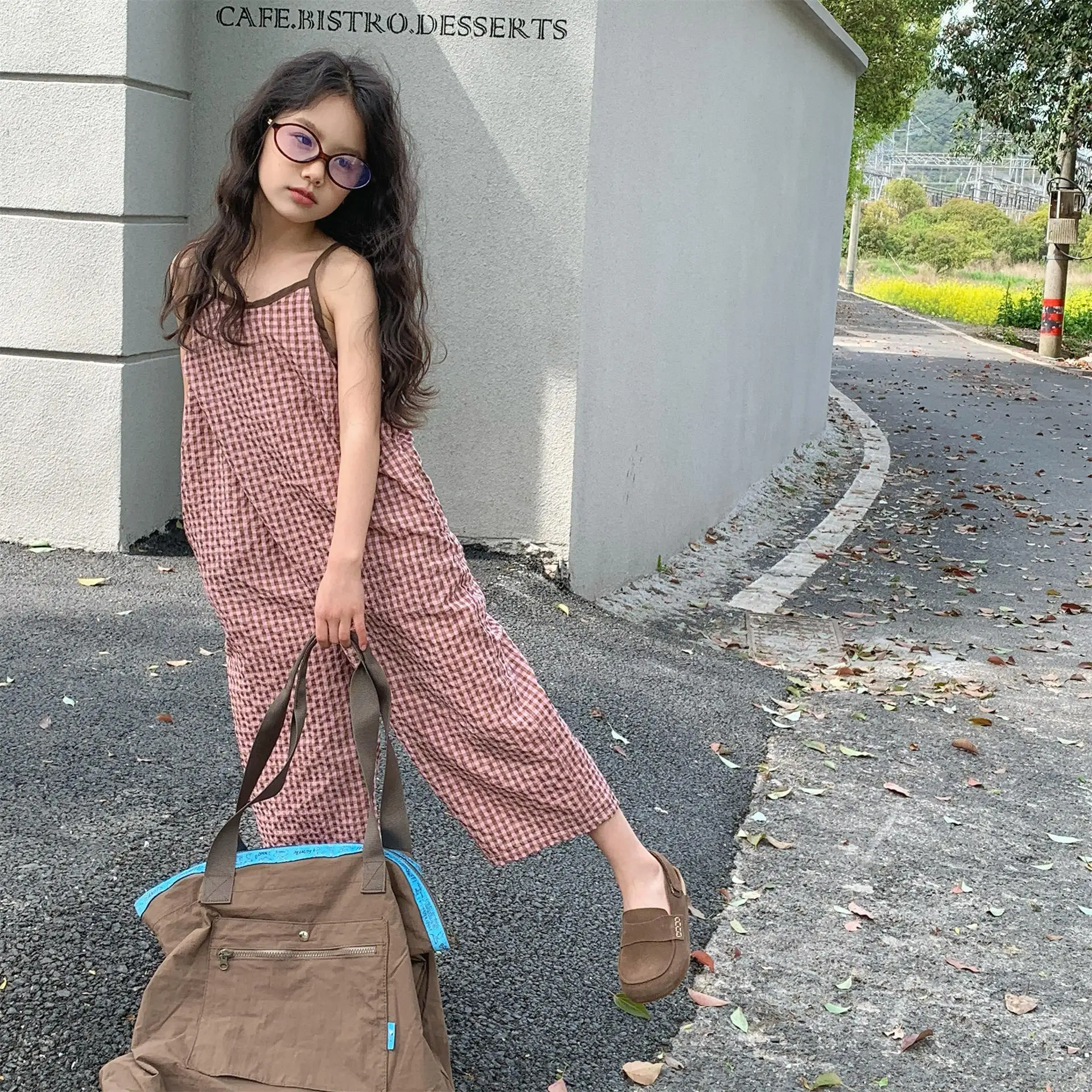 

2026 Summer New Children Loose Overalls Cotton Girls Sleeveless Sling Jumpsuit Cute Toddler Wide Leg Pants Kids Clothes