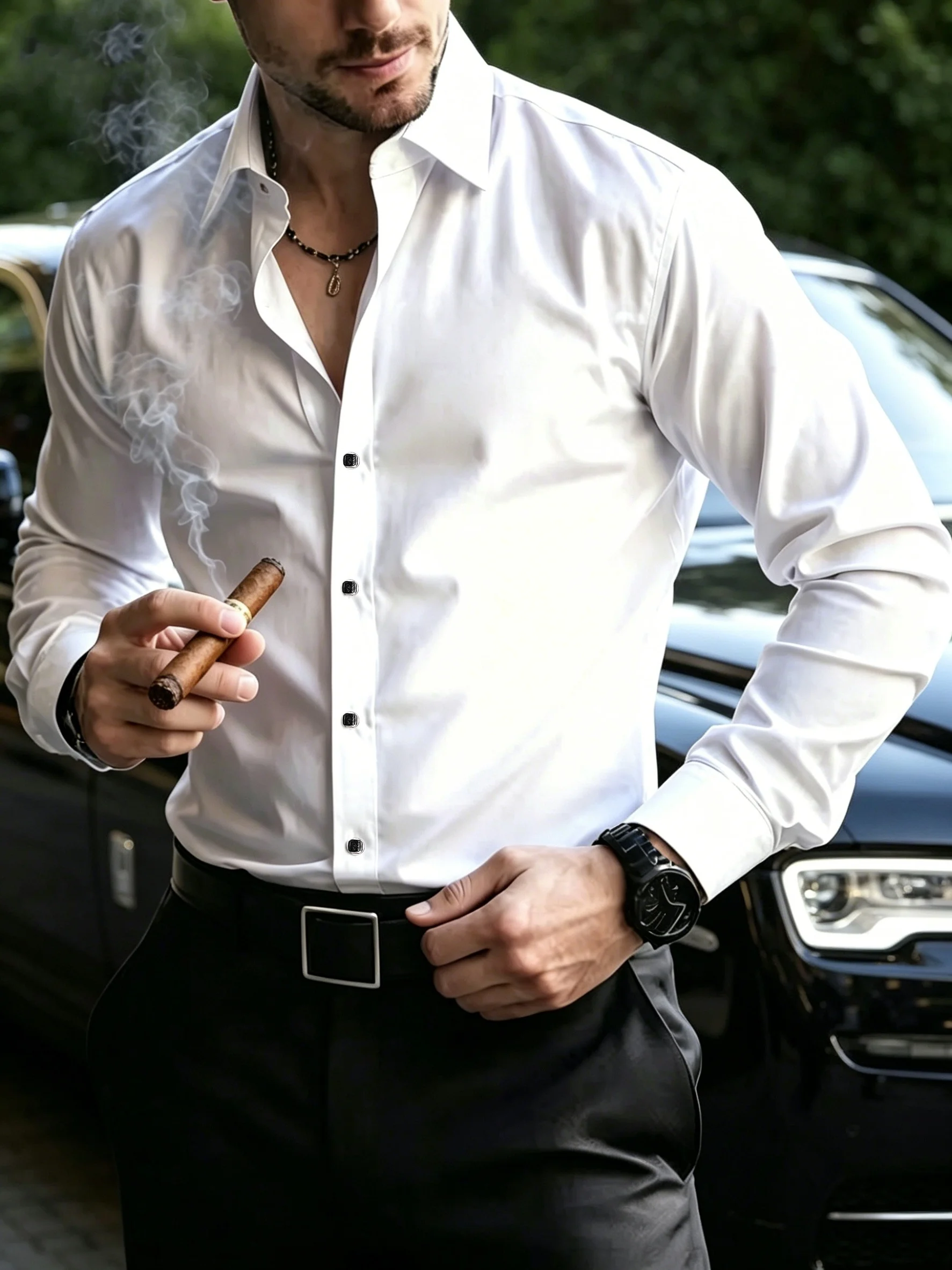 New Men'S Long Sleeve Casual Dress Shirt