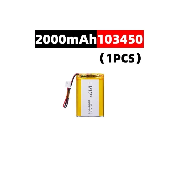 103450 3.7 V 2000 mAh Polymeer Lithium Oplaadbare Batterij jst PH 2.0mm 2pin plug voor Camera GPS navigator MP5 Bluetooth Headset