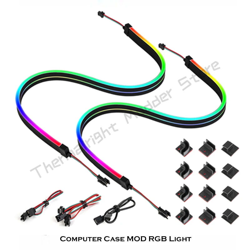 Imagem -03 - Decoração de Caixa Rgb Flexível 5v Argb 12v Rgb Barra de Luz Led Longo Forma Mod Adsorção Magnética