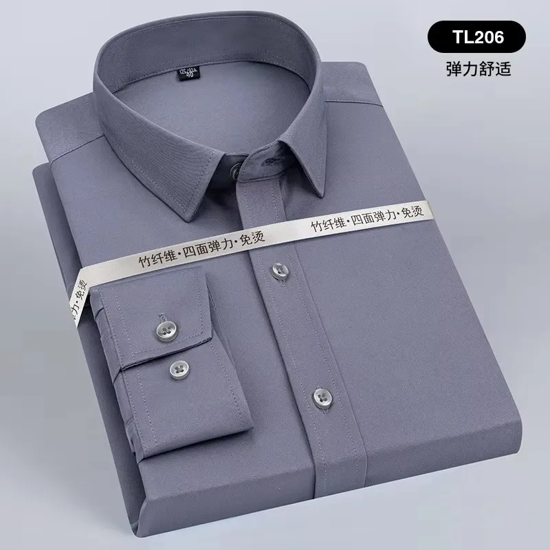 

New Non-iron Office Shirts for Men Latest Anti-wrinkle Soft Business Without Pocket Smart Causal Men's long sleeved shirt