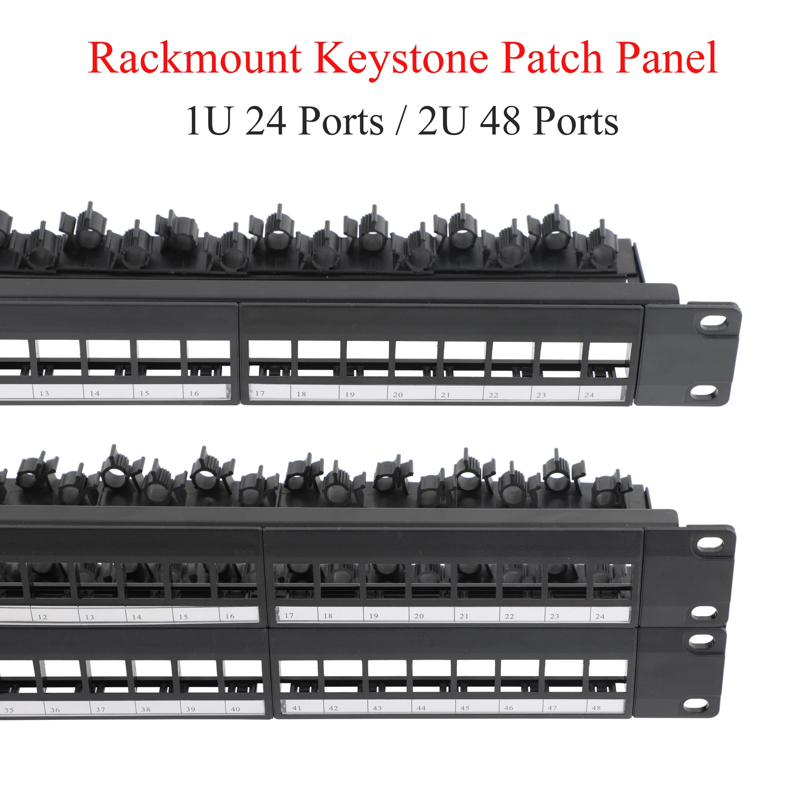 US 1PCS 2U-48Port 19 inch  Blank Patch Panel Empty with 48 Keystones Adjustable Rear Cable Management Bar For Structured Cabling