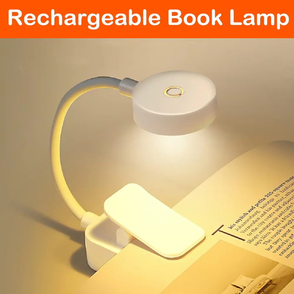 Mini Clip Book Lamp LED Table Lamp Eye Protection 3 Colors Night Light Portable Bedside Student Reading Lamp Rechargeable