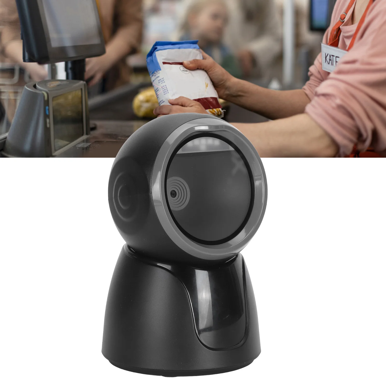 Handsfree Barcode Scanner QR Desktop Barcode Scanner 1D 2D Accurately Recognize Wired USB 640x480 Resolution for Retail Stores