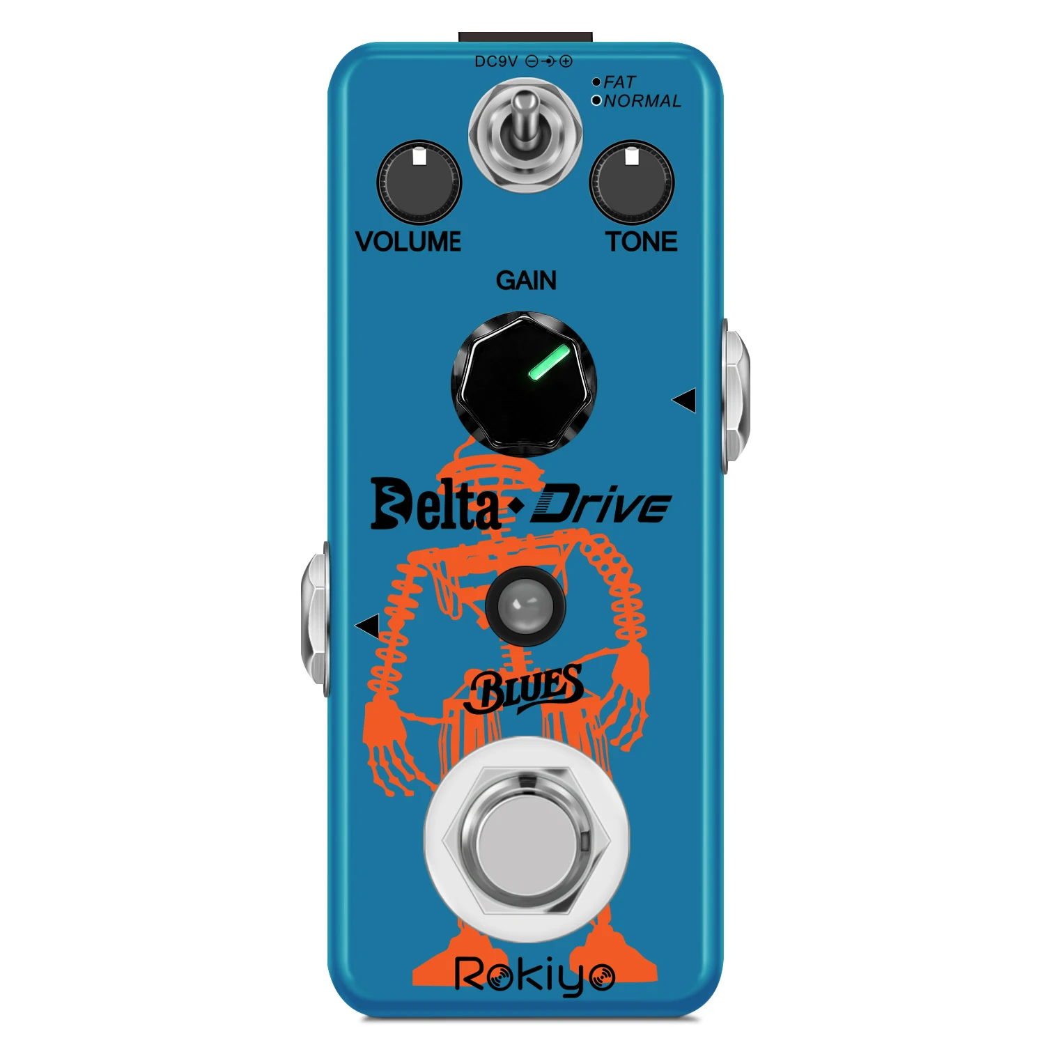Rokiyo Delta Drive Blues Overdrive Guitar Effect Pedal Vintage Tube Blues Tone 2 Modes Stompbox for Electric Guitar & Bass