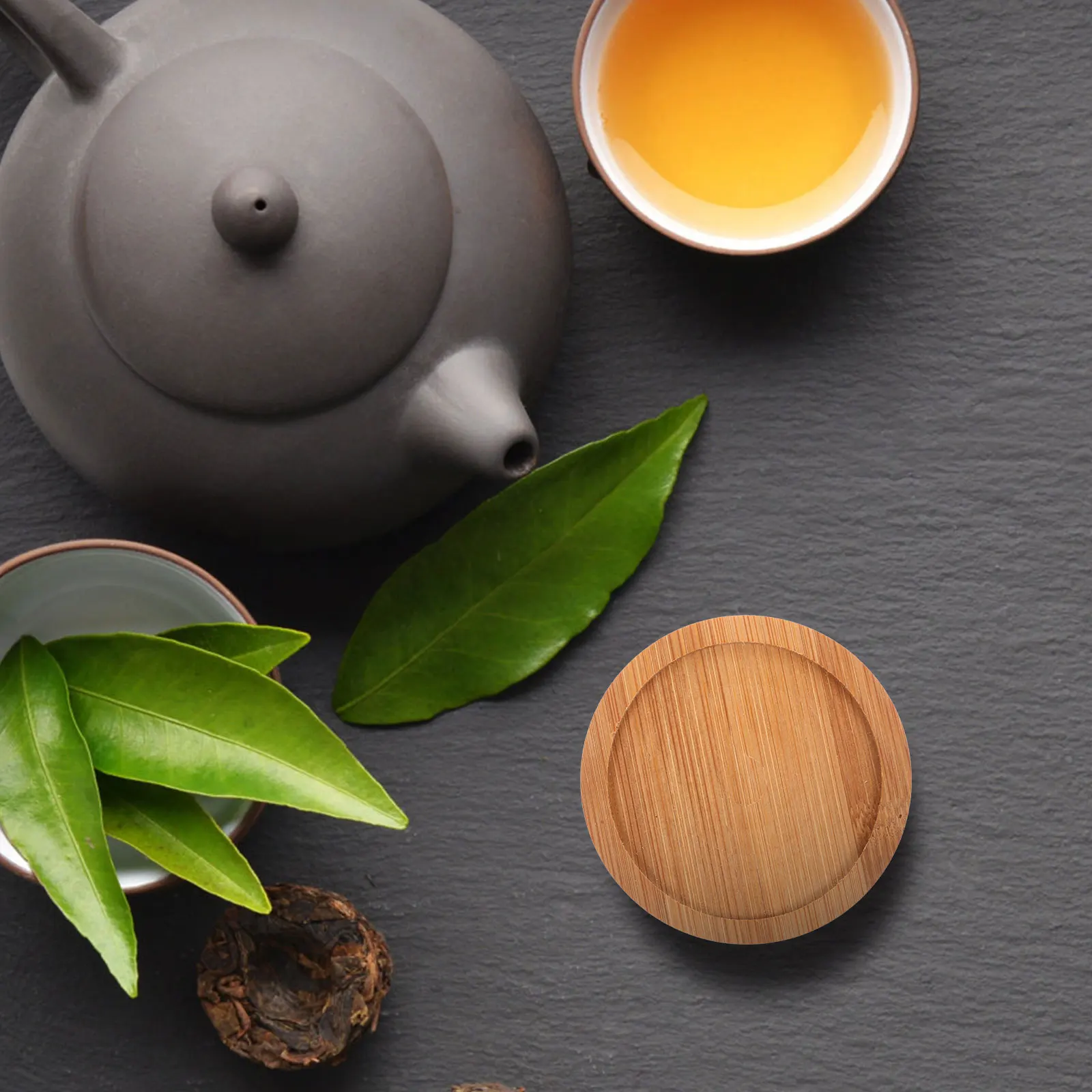 

6pcs Bamboo Coasters Round Cup Pads Heat Insulation Desktop Protector Non-Slip Drink Mat For Home Office Tea Coffee Mug