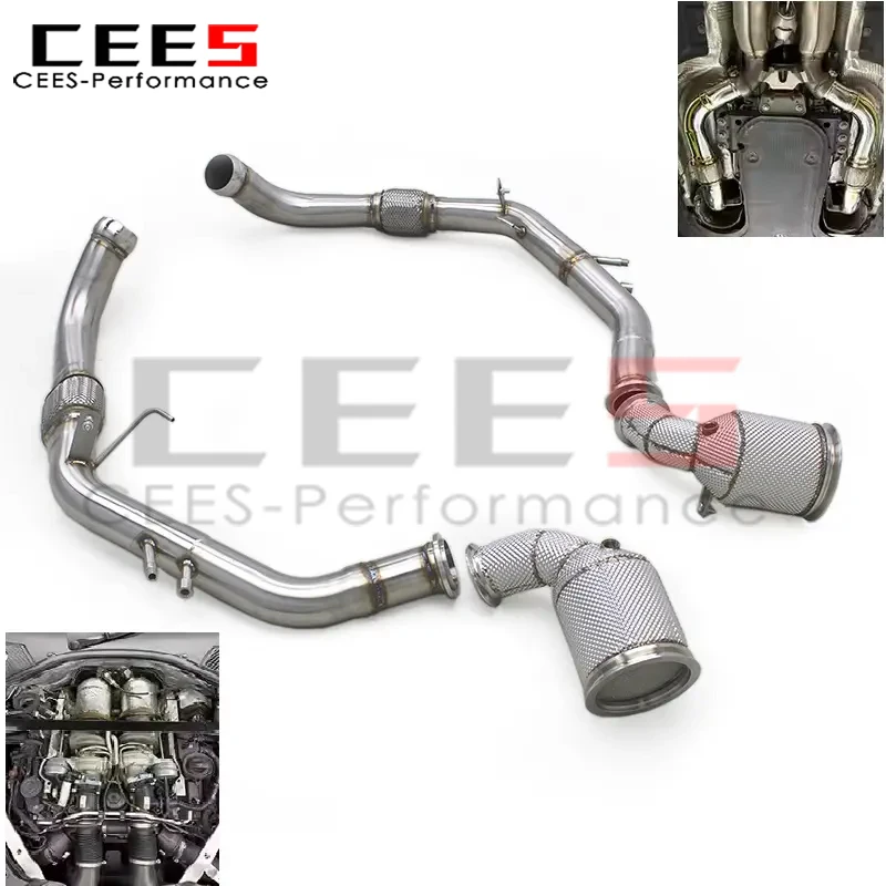 

cees Exhaust Downpipe for Porsche Panamera 971/971.2 2.9T 2017-2023 Stainless Steel Exhaust System Pipe Downpipe with Catalyst
